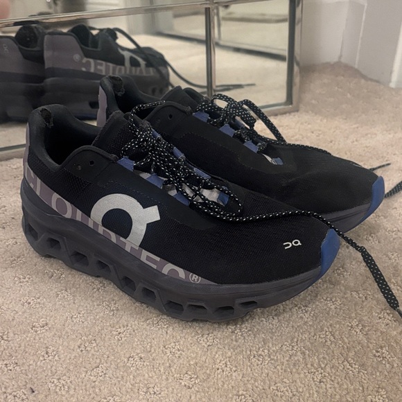 On Running Shoes - On Running Womens Black and Blue Athletic Shoes